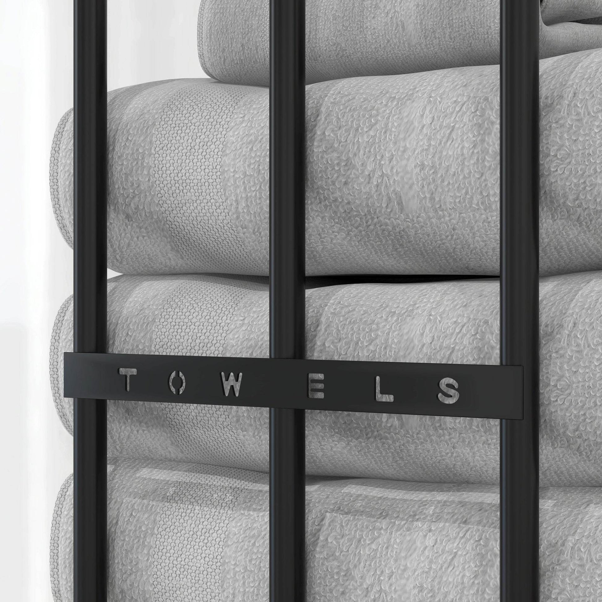 HOMCOM Wall-Mounted Metal Towel Rack - Holds Up to 6 Large Towels, Space-Saving Design in Black - ALL4U RETAILER LTD