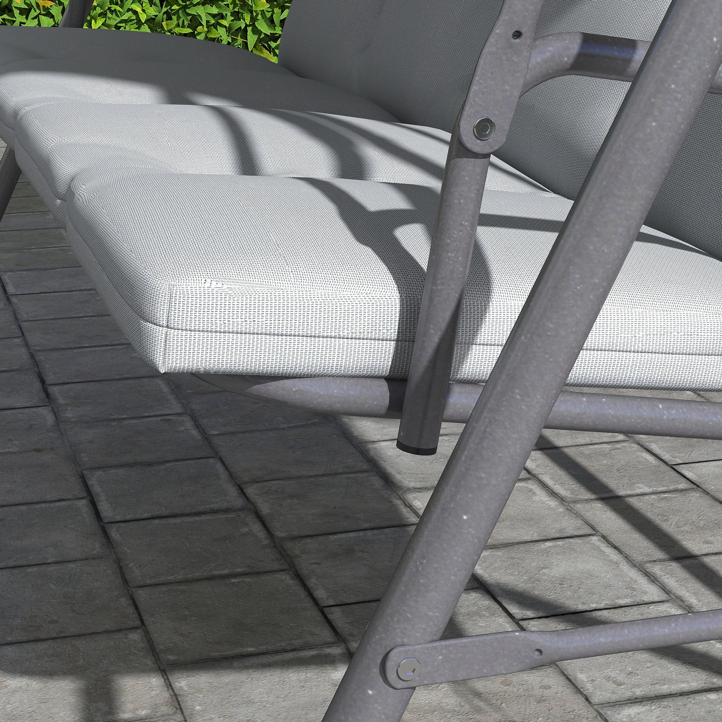 Outsunny Three Seater Garden Swing Seat With Adjustable Canopy And Removable Padded Seat And Back Cushions Light Grey