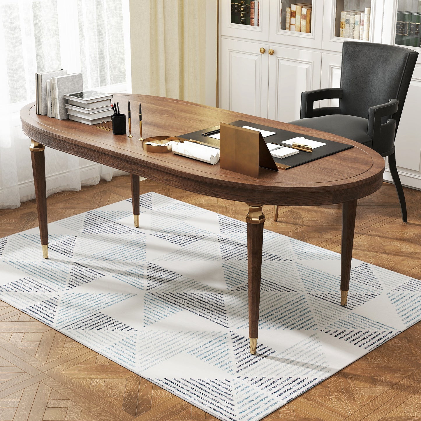 HOMCOM Modern Area Rug Geometric Pattern Non-Slip Washable Rug for Living Room Office 170 x 120 cm Multi-Coloured