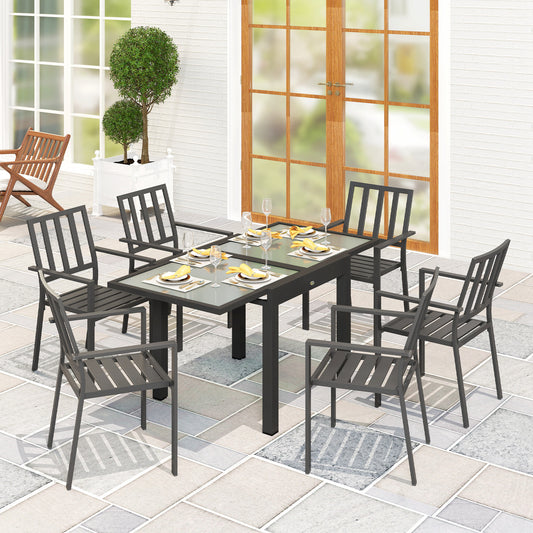 Outsunny Extending Outdoor Garden Table With Aluminium Frame And Tempered Glass Top 80 To 160 Cm Black And Clear