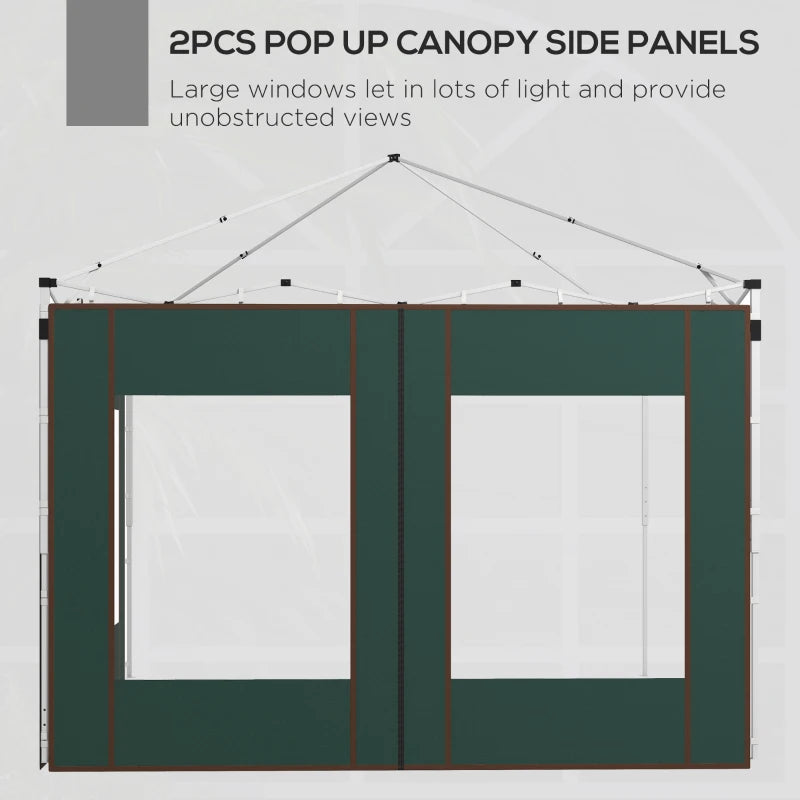 Outsunny Gazebo Side Panels - 2 Pack Replacement Sides for 3x3m or 3x6m Pop-Up Gazebo with Doors and Windows - Green - ALL4U RETAILER LTD