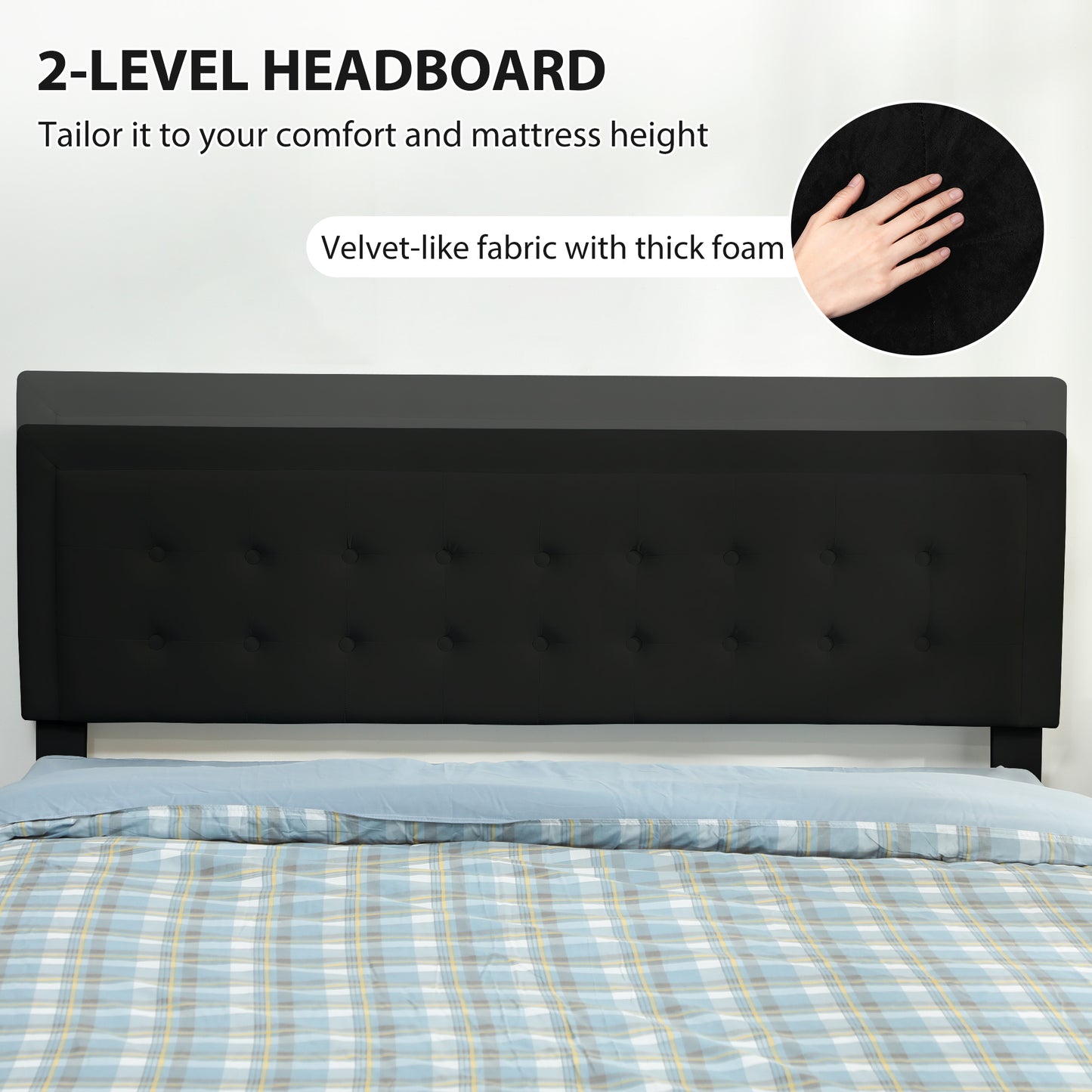 HOMCOM King Ottoman Bed Frame With Storage Drawer Gas Lift And Adjustable Upholstered Headboard Black 5ft