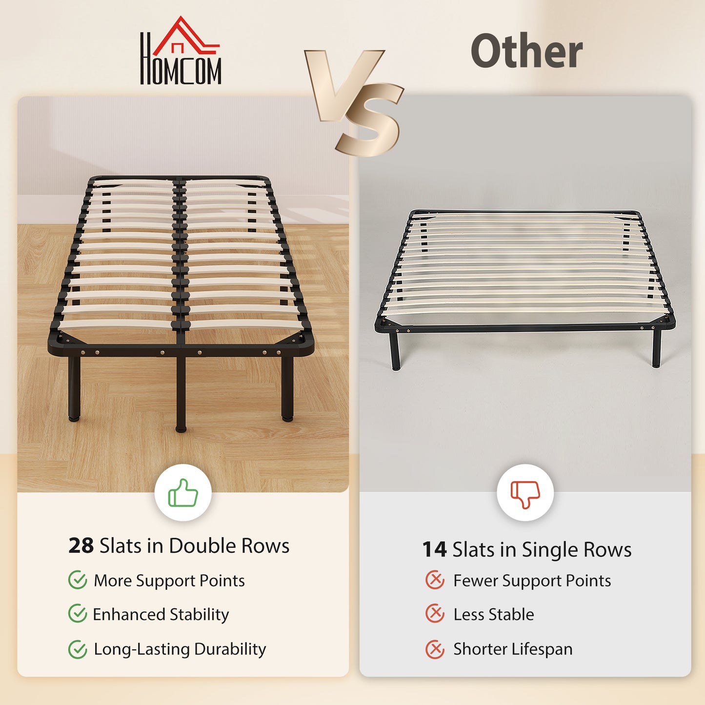 HOMCOM 3ft Single Metal Platform Bed Frame With 2 X 14 Wood Slats No Box Spring Needed Underbed Storage Black
