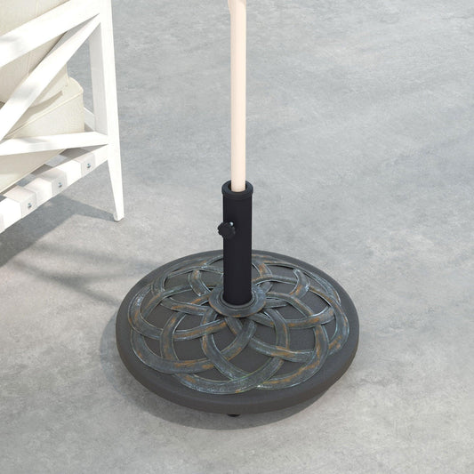 Outsunny 27kg Rolling Parasol Base with Wheels, Heavy Duty Concrete Umbrella Stand with Decorative Base, Bronze Tone - ALL4U RETAILER LTD