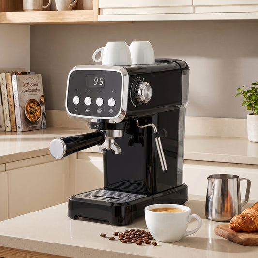 HOMCOM Espresso Machine 20 Bar Cappuccino Coffee Maker With Frother Wand Removable Water Tank 1.2 L Black