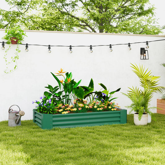Outsunny Galvanised Steel Open Planter 180x90 Cm With 30 Cm Depth 459 L Capacity Green