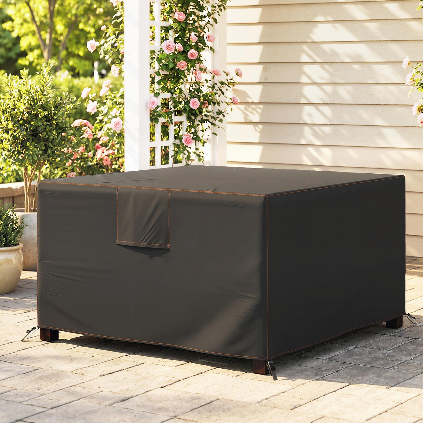 Outsunny Waterproof Garden Furniture Cover With Air Vent 420D Oxford Fabric 125 x 125 x 74 cm Black