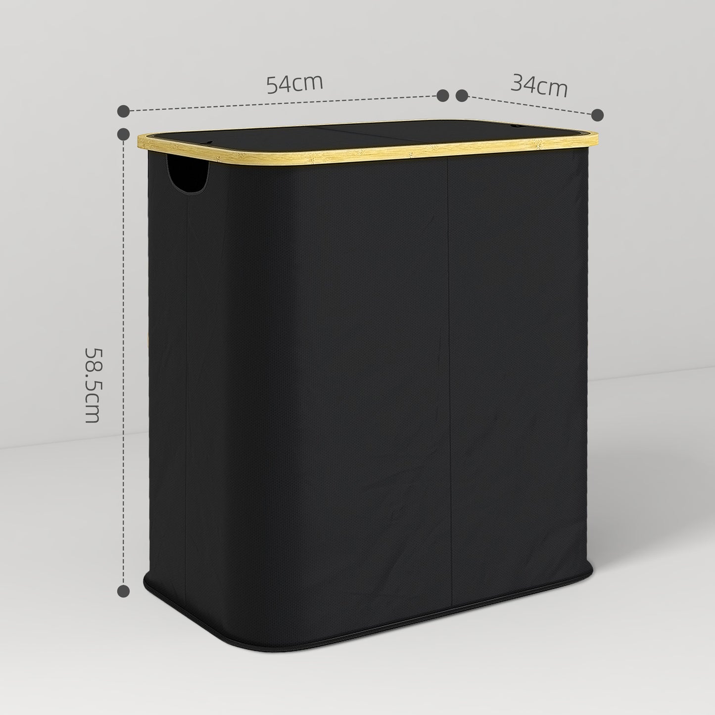 HOMCOM Double Laundry Basket With Lid 80L Collapsible Hamper Twin 40L Compartments For Bathroom Laundry Room