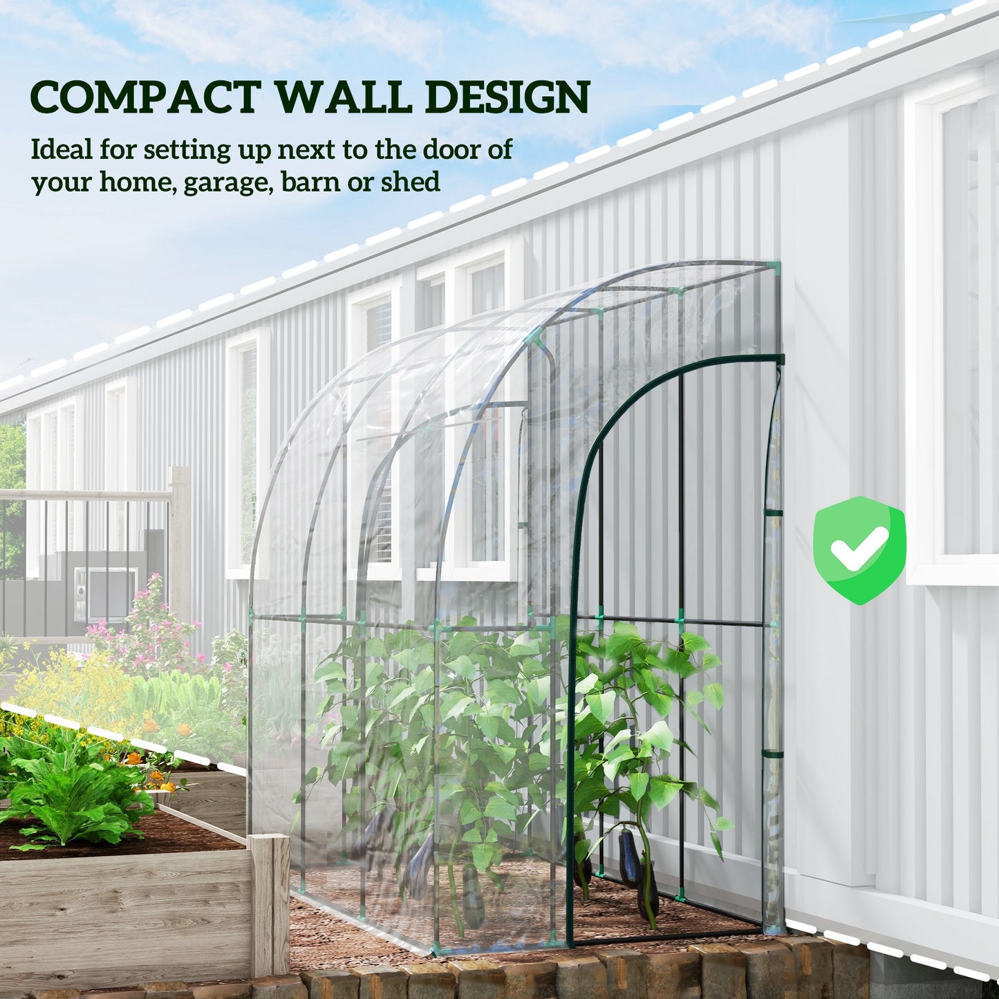 Outsunny 214cm x 118cm Compact Walk-In Lean-To Greenhouse with Essential Accessories - ALL4U RETAILER LTD