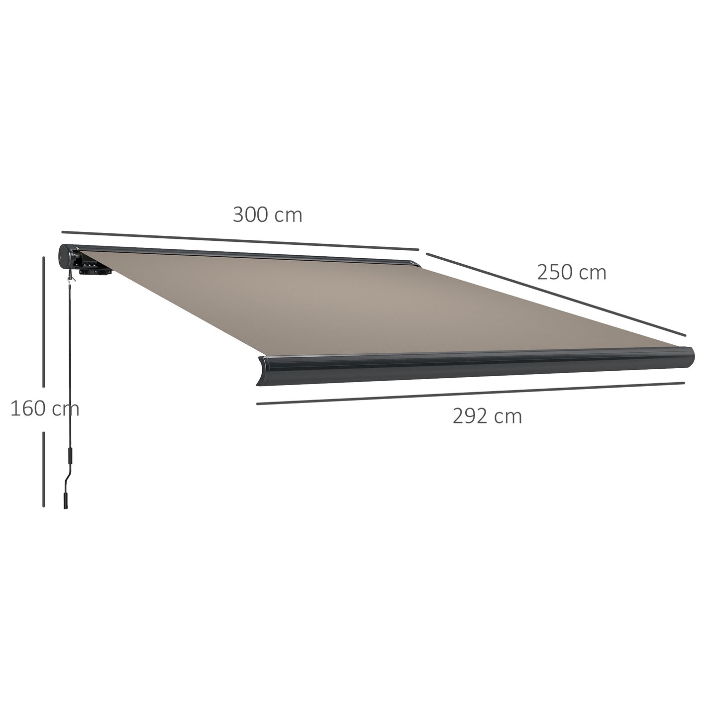 Outsunny 3x2.5m Electric Retractable Awning With Remote Controller Aluminium Frame UV50 Plus Sun Shade Canopy Patio