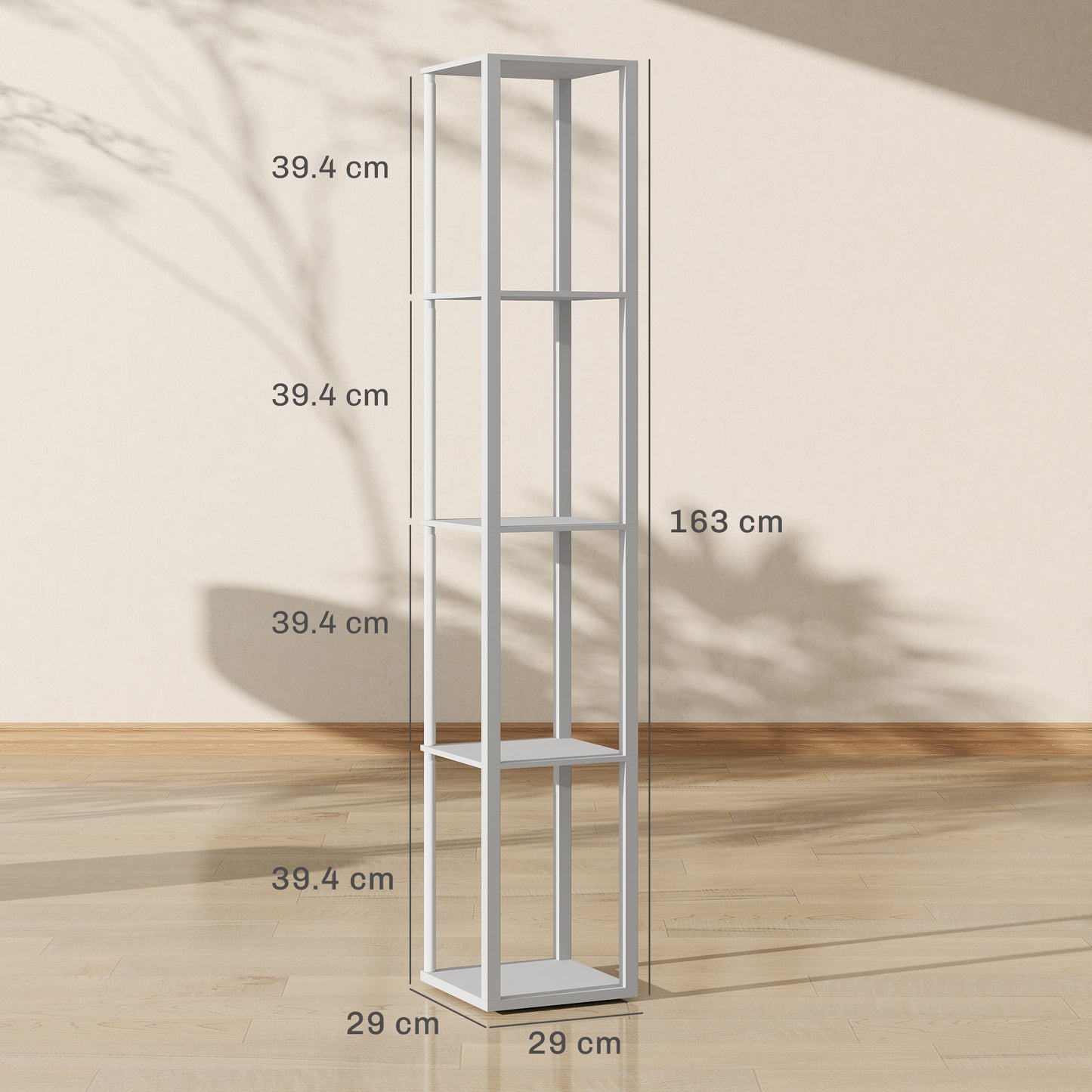 HOMCOM RGB LED Floor Lamp With Shelves, Modern Dimmable Standing Lamp With Remote, Adjustable Brightness And Speed