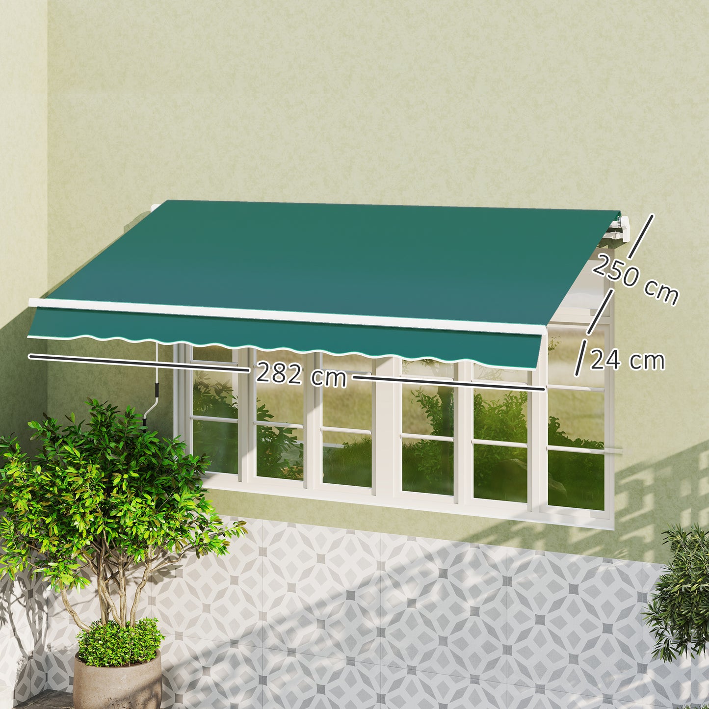 Outsunny Awning Replacement Canopy Water Resistant UPF 50 Sun Shade Cover For 3 X 2.5 M Garden Awning Fabric Only Green