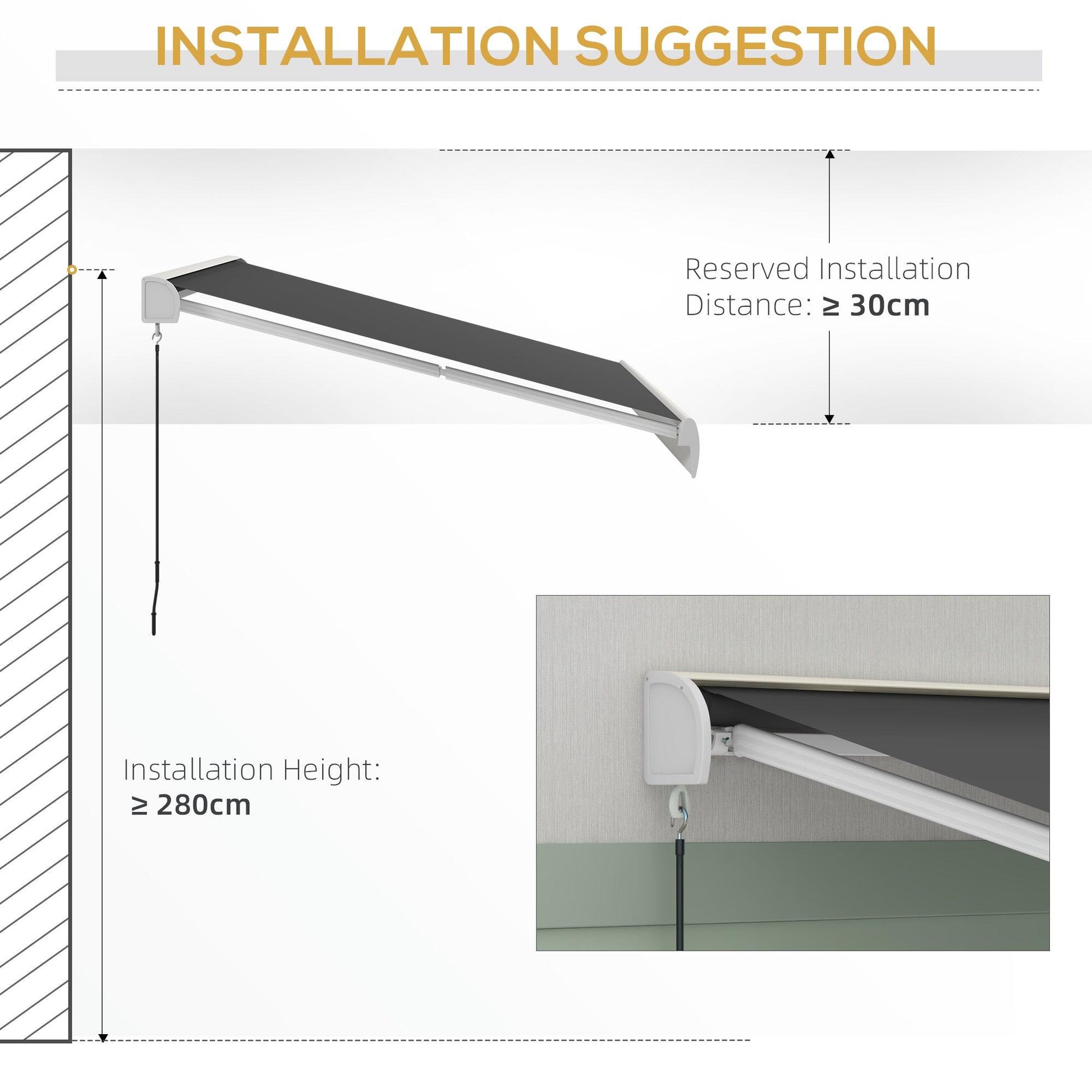 Outsunny 4 x 3(m) Electric Retractable Awning with Remote Controller, Aluminium Frame Sun Canopies for Patio Door Window - ALL4U RETAILER LTD