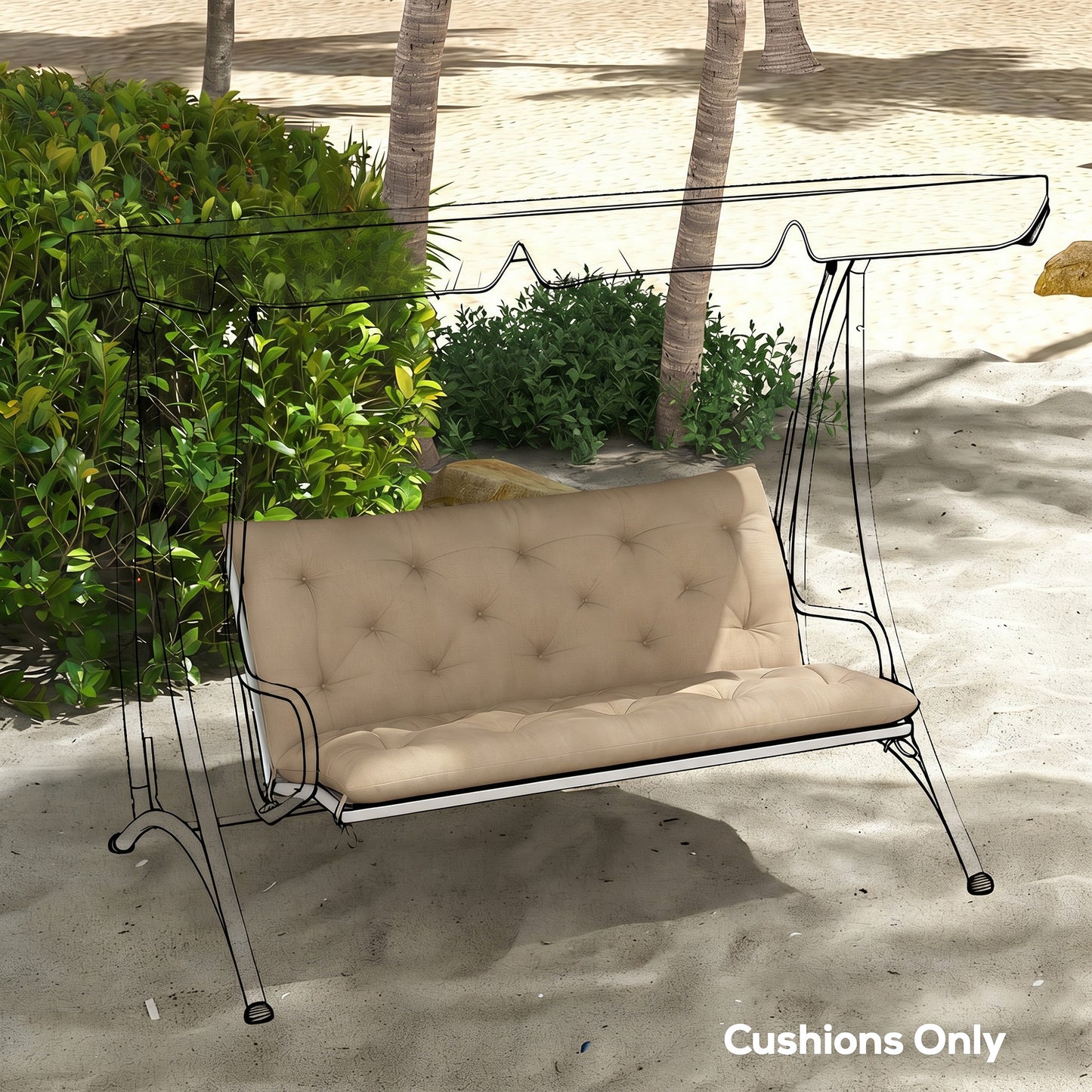 Outsunny Outdoor Garden Bench Cushion 2 Seater With Ties For Indoor And Outdoor Use 110 X 120 CM