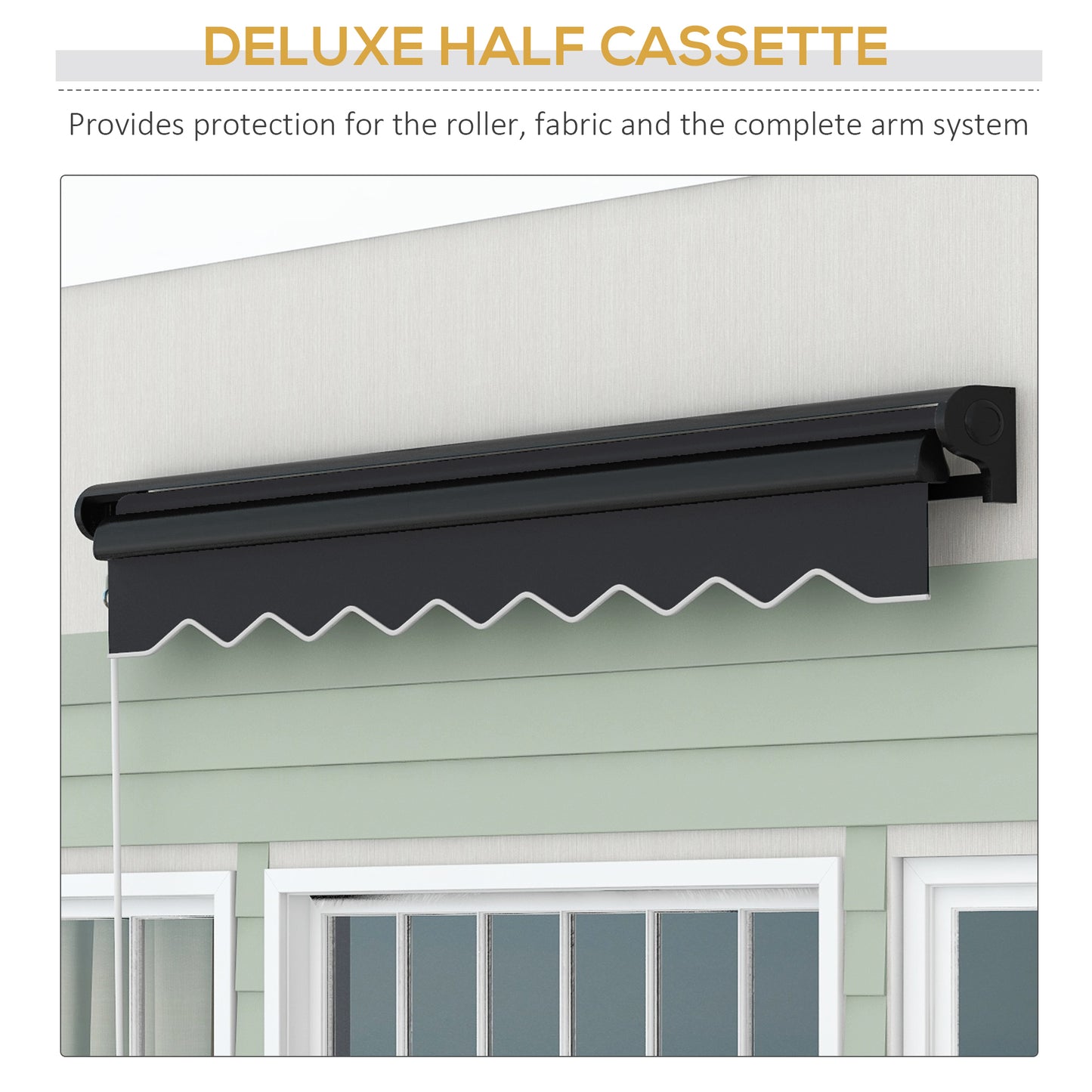 Outsunny 3x2.5m Electric LED Light Retractable Awning with Aluminium Frame for Patio Door Window