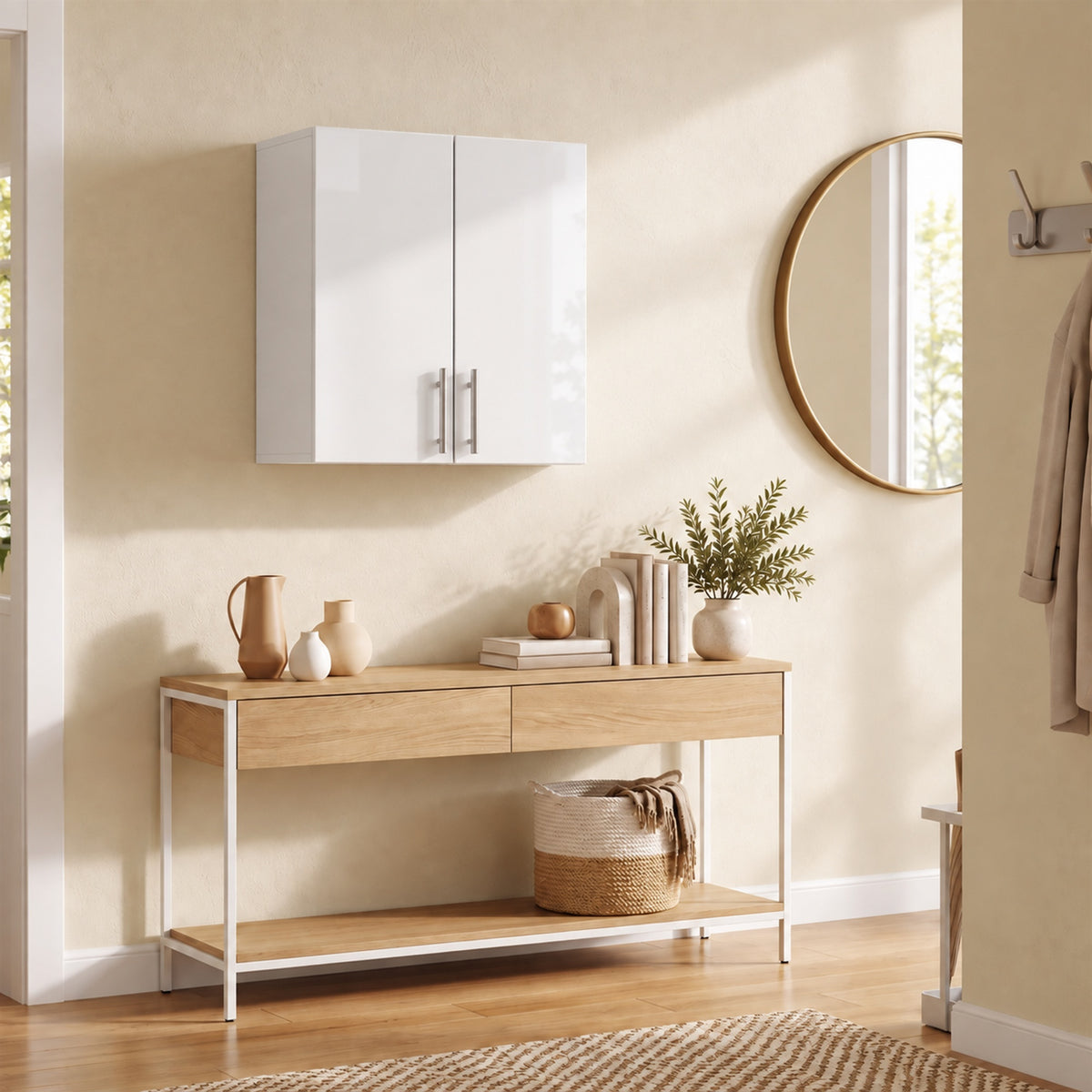 HOMCOM Wall Mounted Bathroom Cabinet with 2 Doors and Adjustable Shelf White