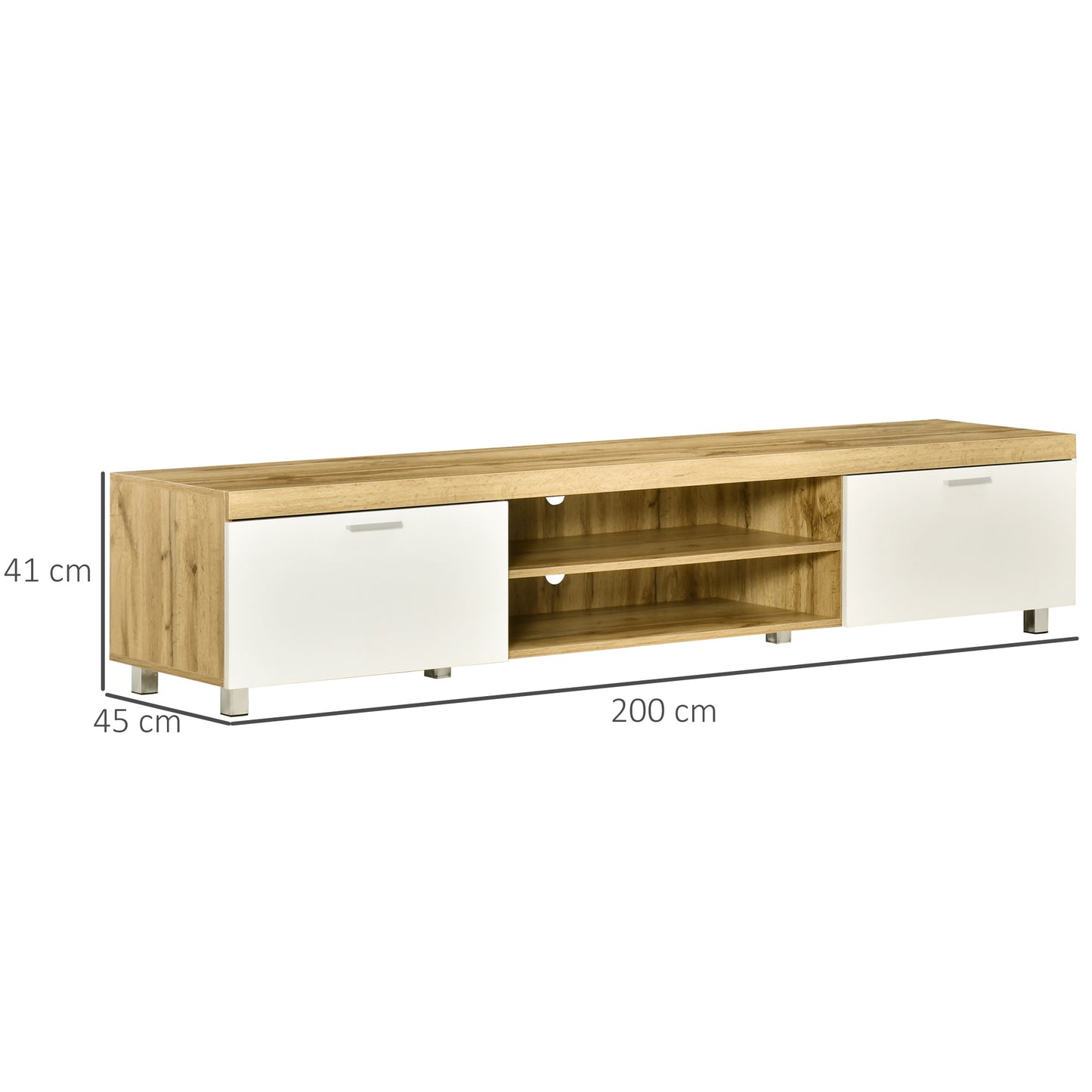 HOMCOM Contemporary Oak and White TV Stand for Up to 90-Inch TVs with Storage and Shelves - ALL4U RETAILER LTD