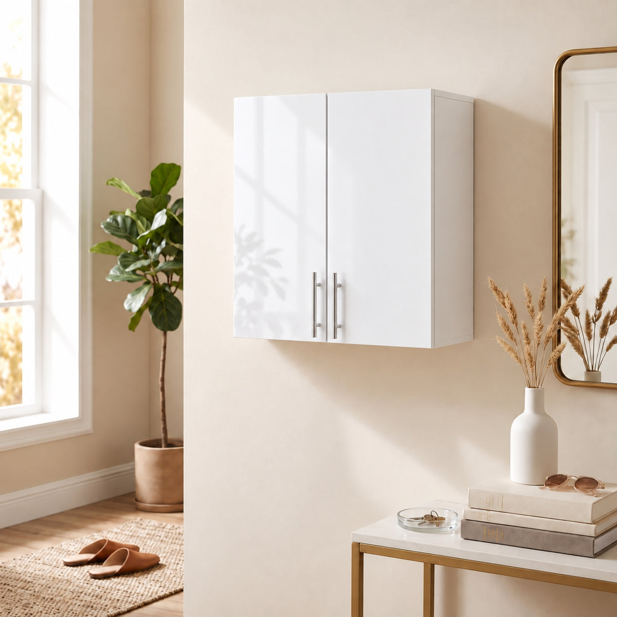 HOMCOM Wall Mounted Bathroom Cabinet with 2 Doors and Adjustable Shelf White