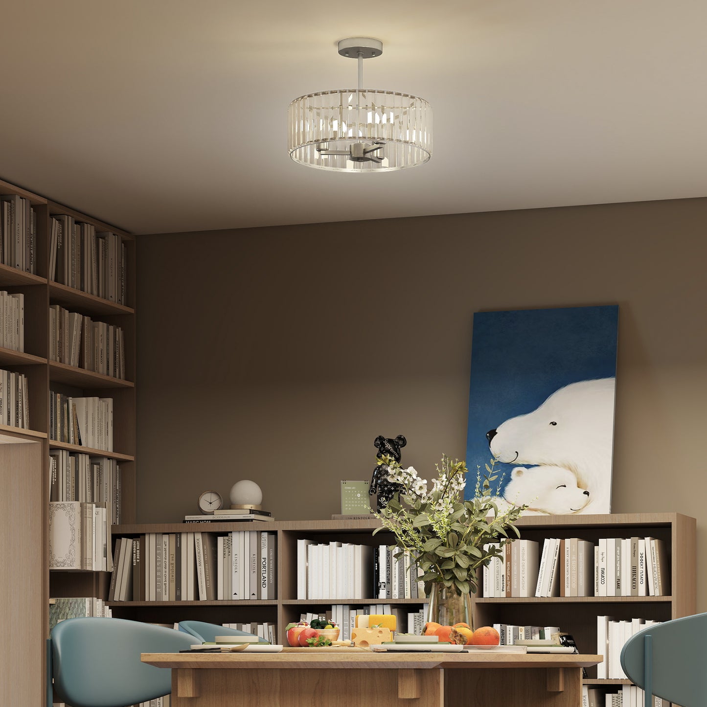 Homcom Crystal Ceiling Light Fixture Semi Flush Mount Modern Chandelier 3 Lights E14 Base Silver Tone Bulbs Not Included