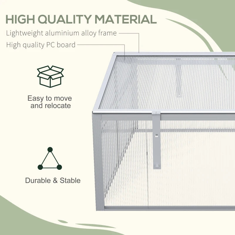 Outsunny 100x100cm Polycarbonate Cold Frame Greenhouse with Windows - Compact and Versatile Gardening Solution - ALL4U RETAILER LTD