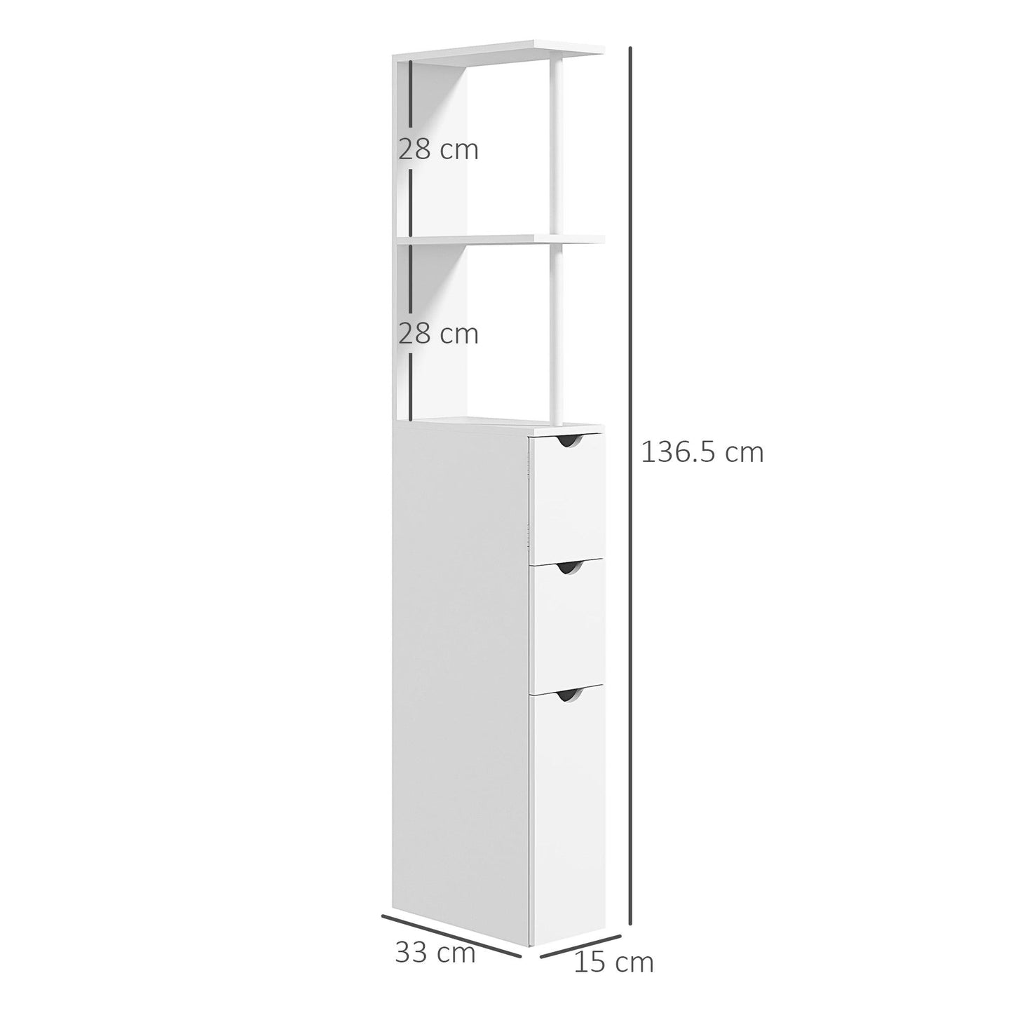 Kleankin Slim Bathroom Storage Cabinet, White - ALL4U RETAILER LTD