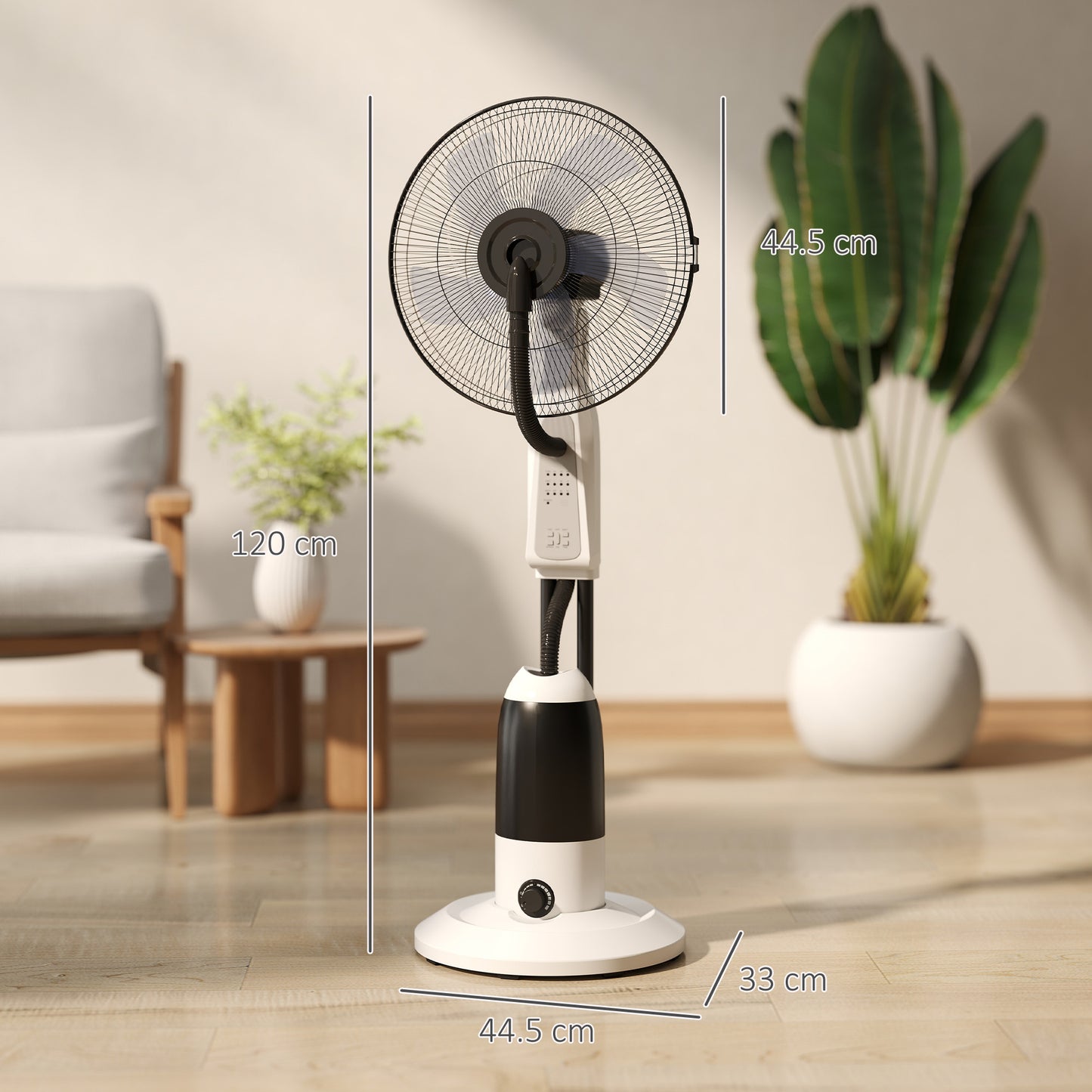 HOMCOM Pedestal Fan With Water Mist Spray 3 Speeds 2.8L Water Tank For Cooling Home Use White