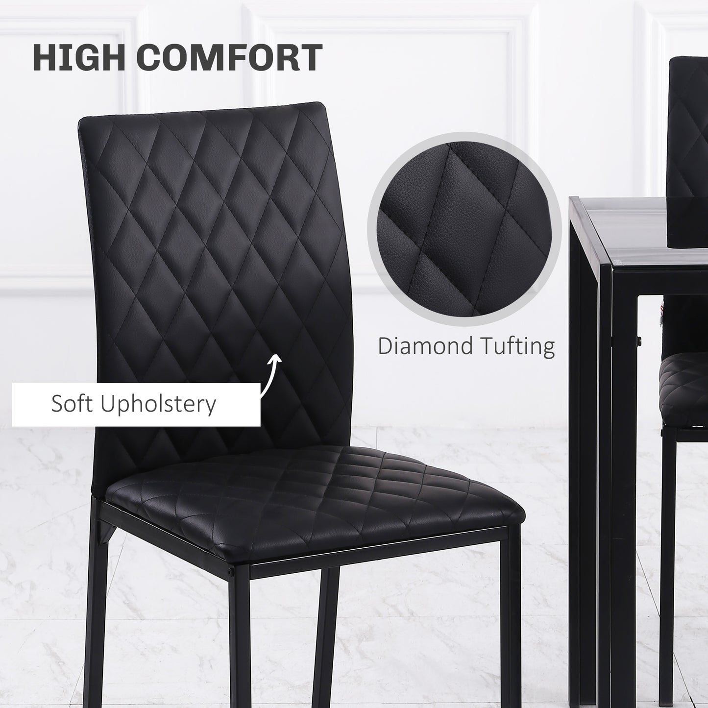 HOMCOM Folding Drop Leaf Dining Table Set With Storage And Four Chairs In Black Finish