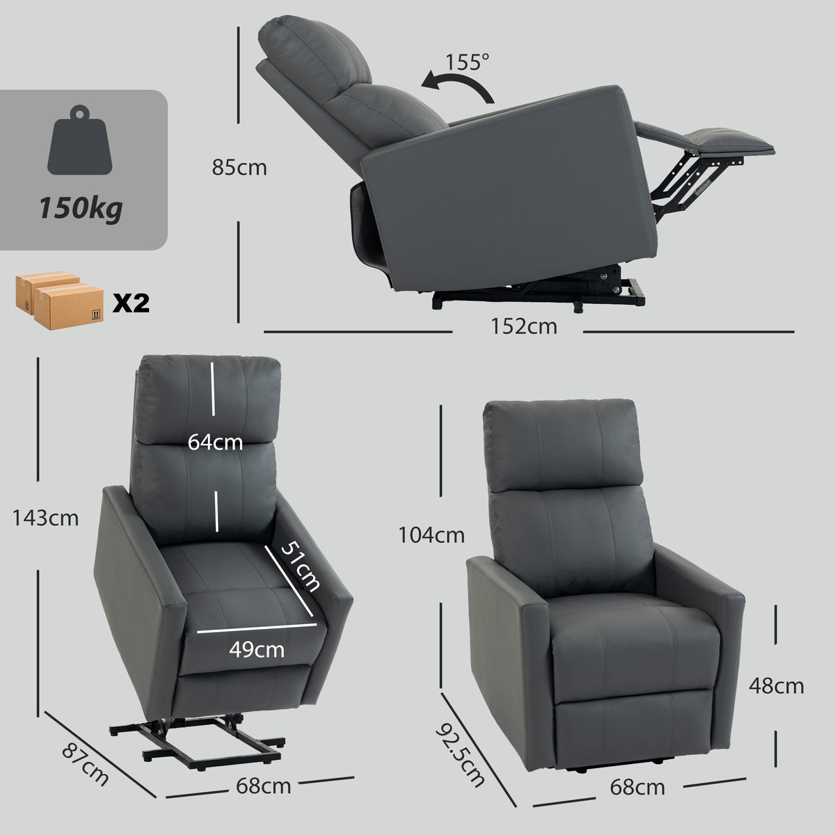 Homcom Power Lift Recliner Chair With Vibration Massage And Heat