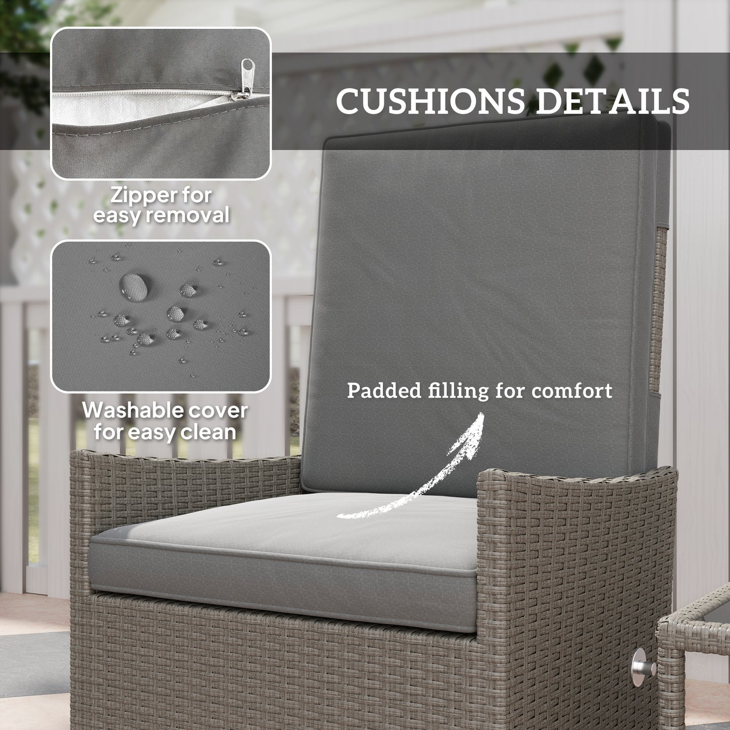 Outsunny 5 Piece Rattan Garden Furniture Set With 2 Armchairs 2 Footstools And Glass Top Coffee Table In Dark Grey