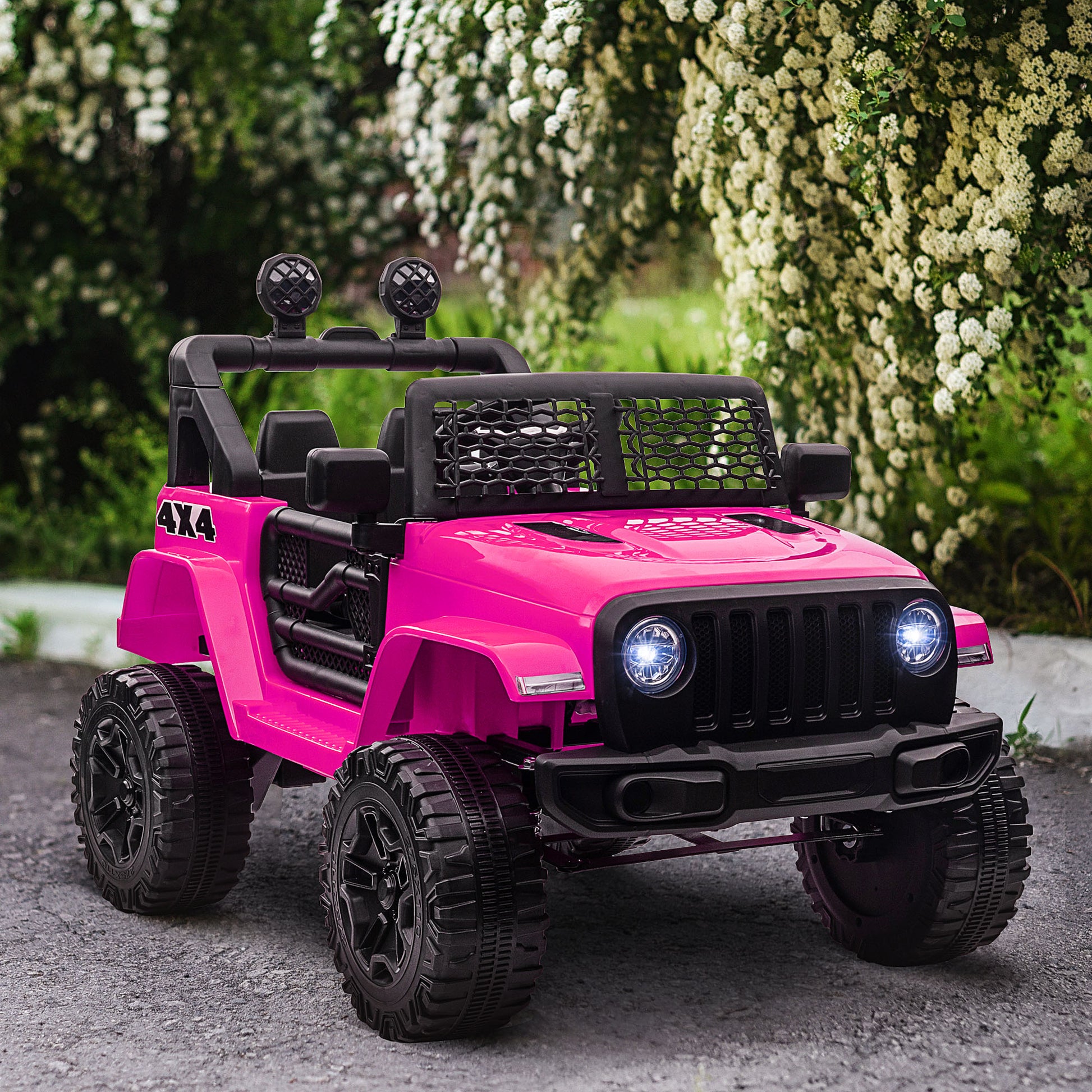 AIYAPLAY Kids 12V Battery-Powered Off-Road Electric Ride-On Car Truck with Remote Control and Safety Features - Pink - ALL4U RETAILER LTD