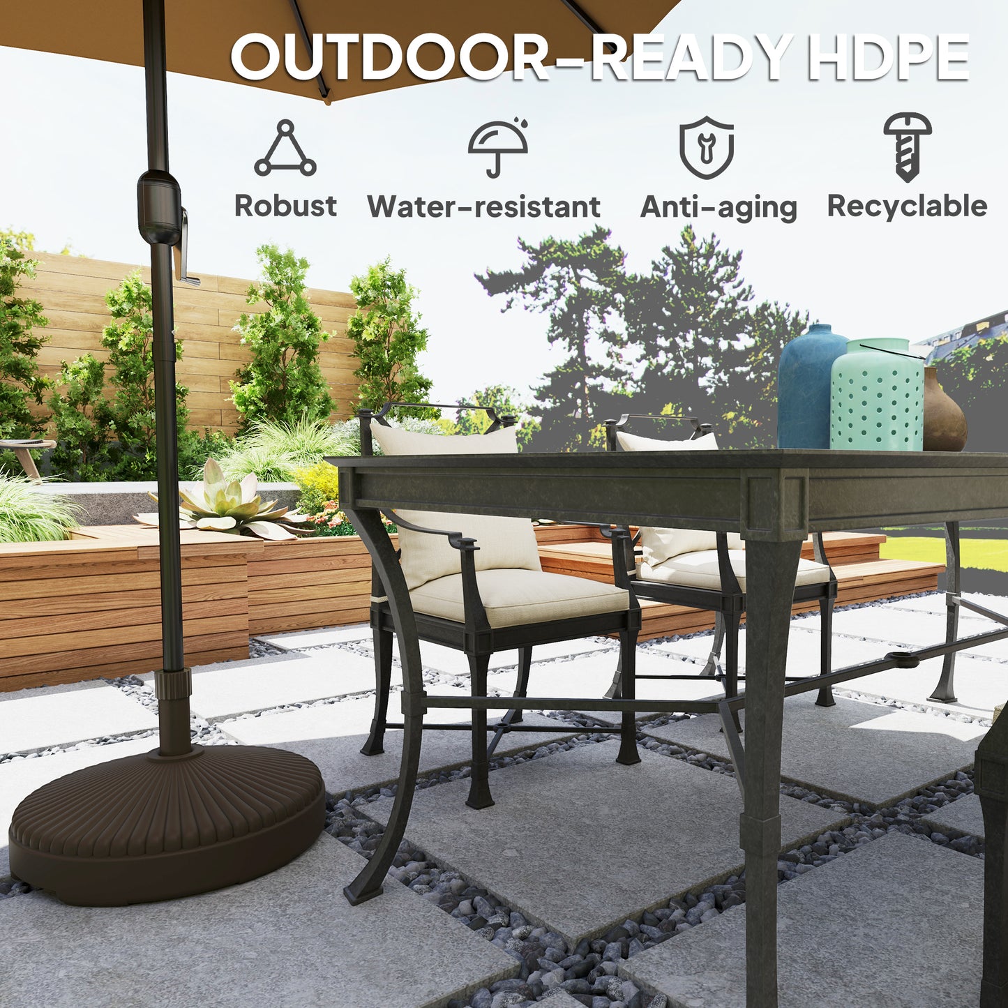Outsunny Garden Parasol Base Holder For Outdoor Umbrella Stand Sand Or Water Filled Weight 28kg Or 23kg Brown