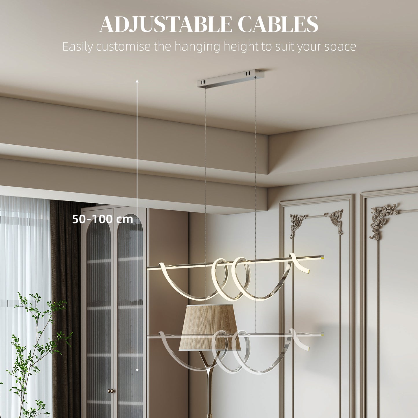 HOMCOM Pendant Light With 3 Color Temperatures In Silver Tone For Adjustable Ambience