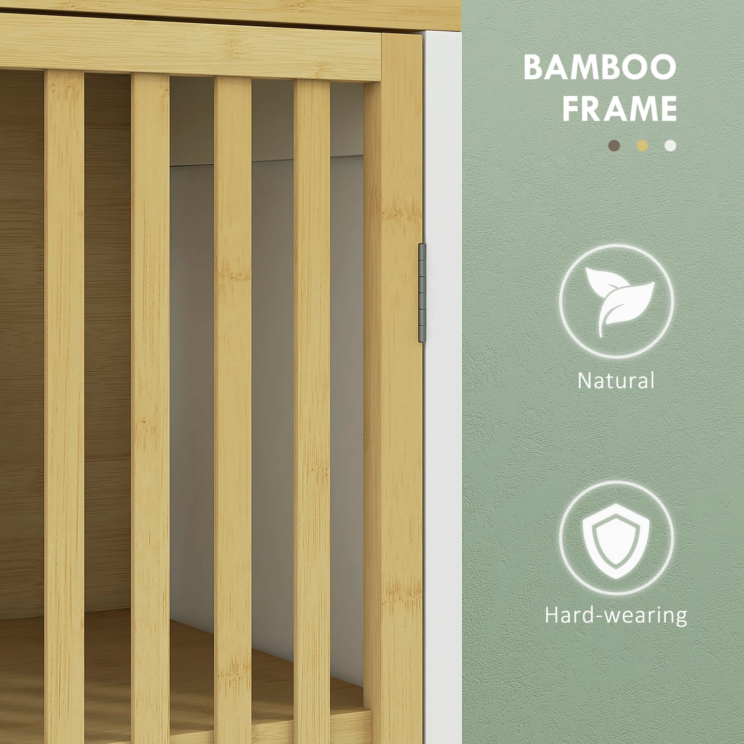 HOMCOM Bamboo Blend Retro Cut Out Bathroom Storage Cabinet with Cupboard and Adjustable Shelves Slim Unit