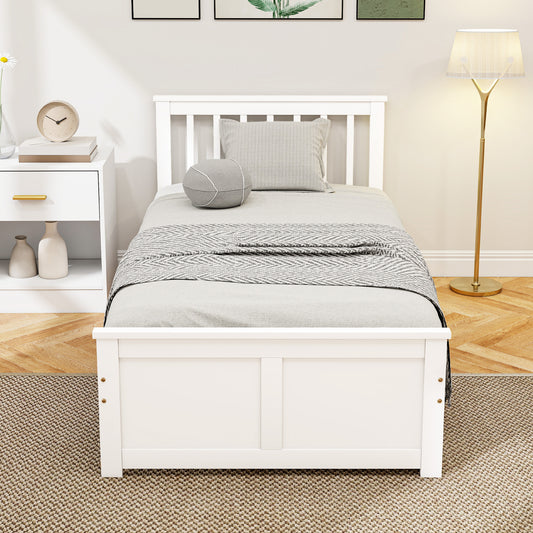 HOMCOM Wooden Single Bed Frame With Two Sliding Drawers In White Finish Perfect For Compact Bedrooms And Small Rooms