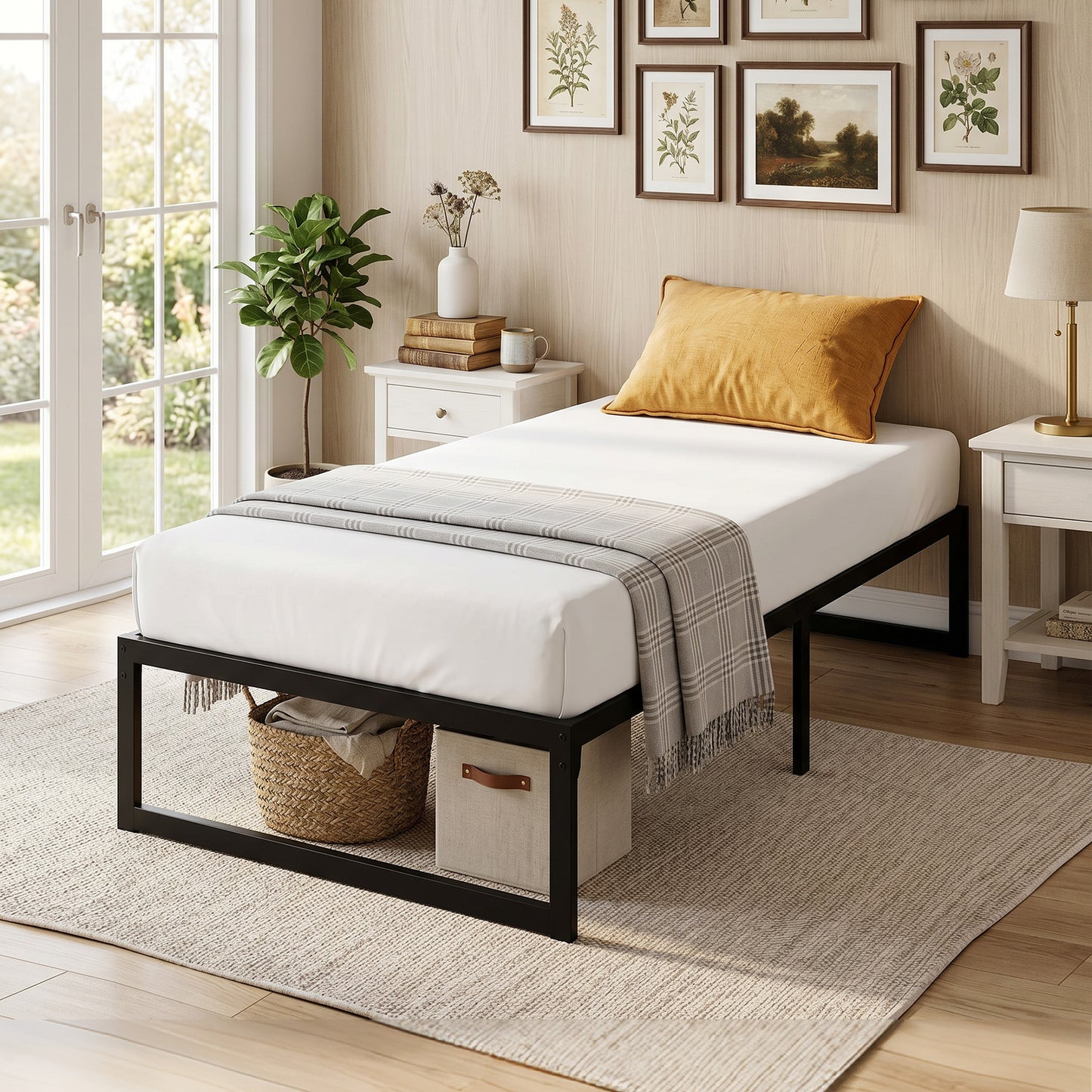 HOMCOM 3ft Single Bed Frame With Underbed Storage And Steel Slat Support Noise Free Black