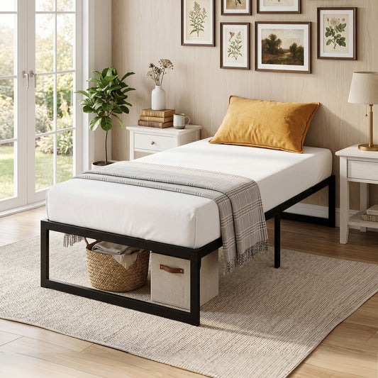 HOMCOM 3ft Single Bed Frame With Underbed Storage And Steel Slat Support Noise Free Black