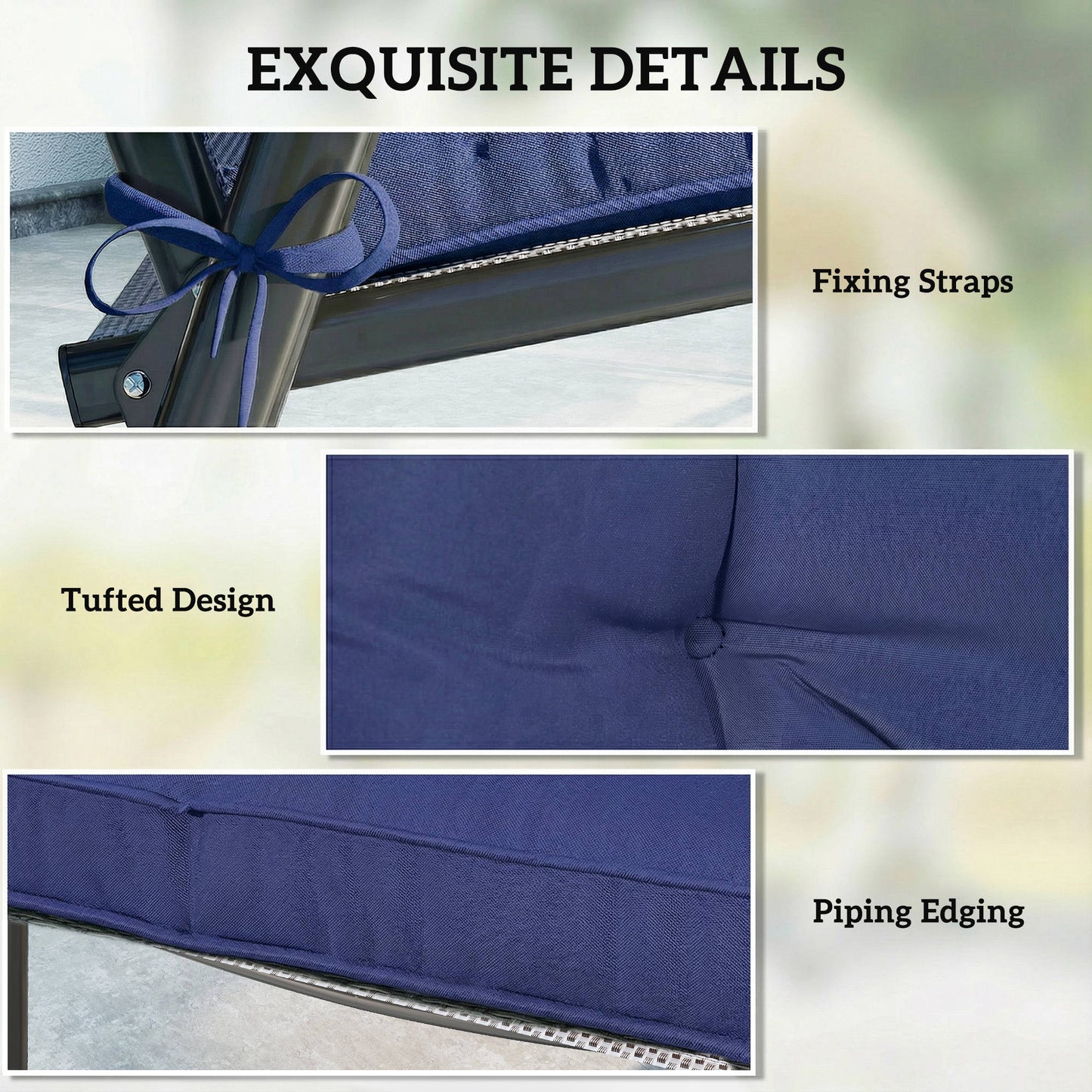 Outsunny Garden Seat Cushion Set Of Four With Ties 42 x 42 Cm Dark Blue Replacement Dining Chair Pad
