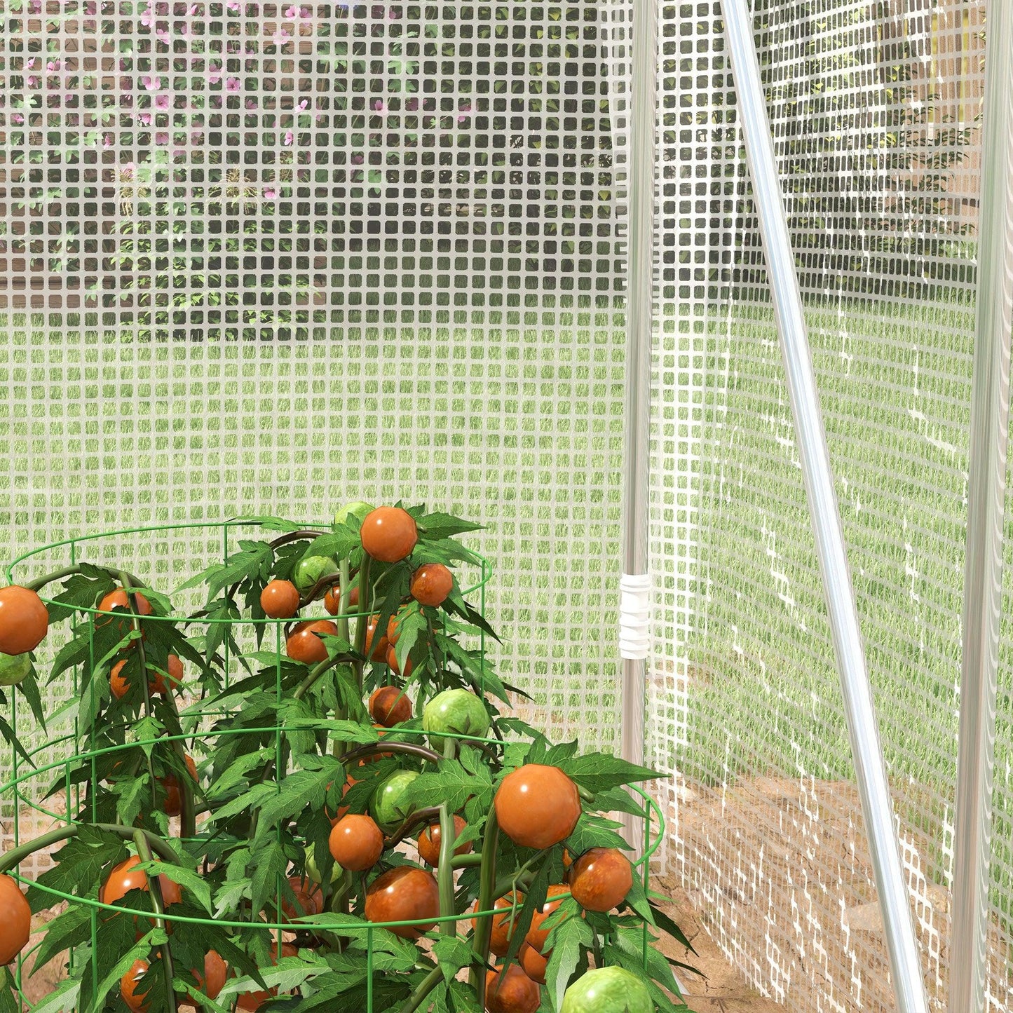 Outsunny Polytunnel Greenhouse Walk-in Grow House with UV-resistant PE Cover, Door and Galvanised Steel Frame, 2 x 2 x 2m, White - ALL4U RETAILER LTD