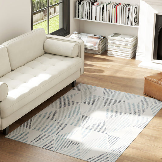 HOMCOM Modern Area Rug Geometric Pattern Non-Slip Washable Rug for Living Room Office 170 x 120 cm Multi-Coloured