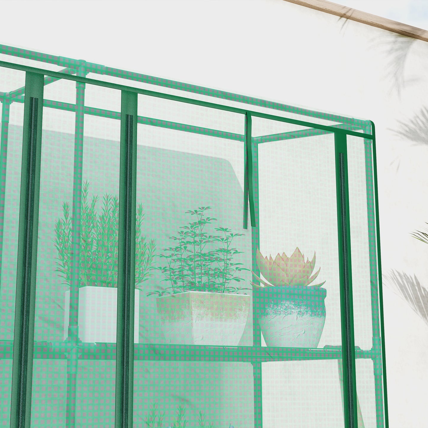 Outsunny 46 X 215 Cm Three Tier Plastic Greenhouse With PE Cover And Roll Up Doors For Plants