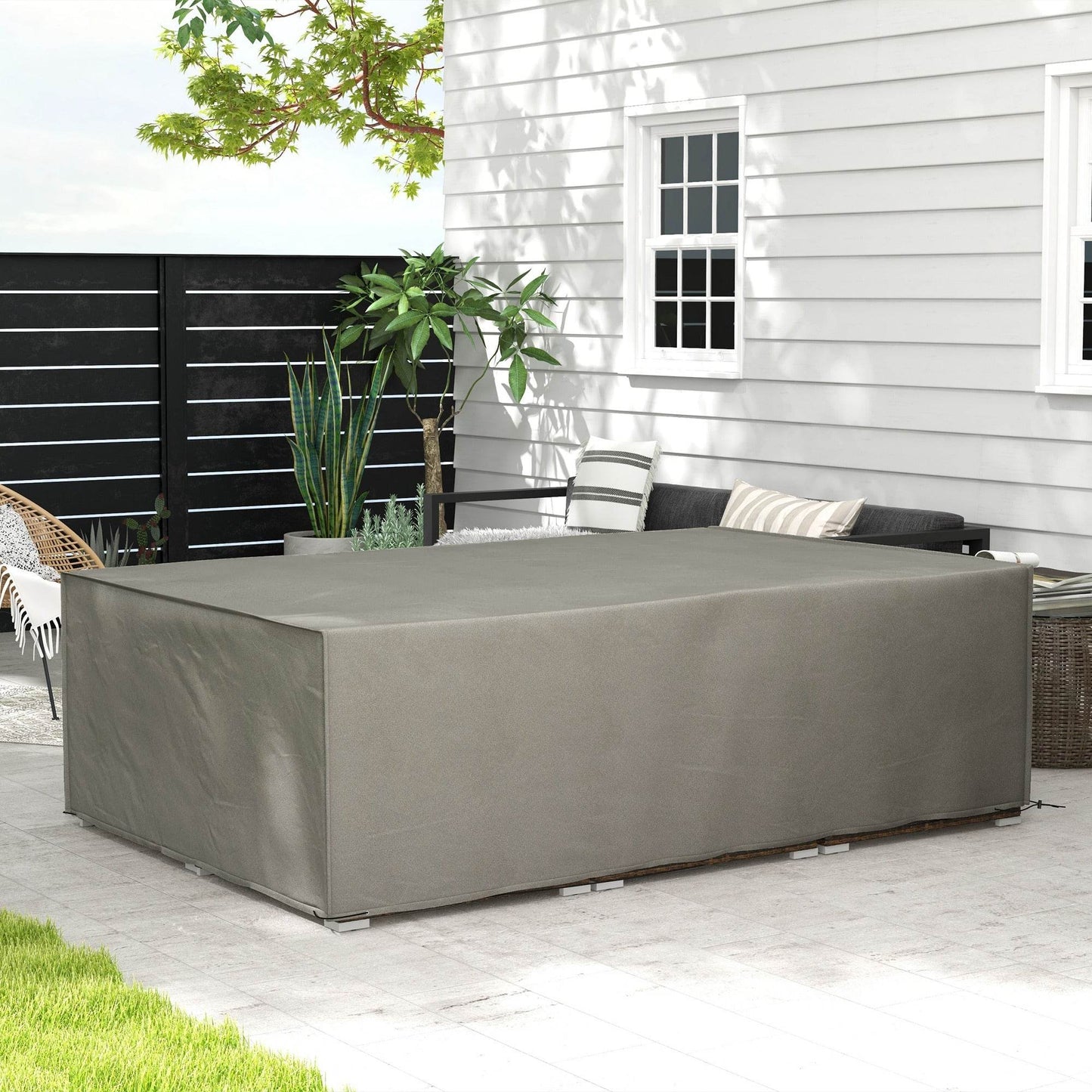 Outsunny Oversized Rectangular Outdoor Furniture Cover: Waterproof Protection for Patio Table & Chairs, Grey - 222 x 155 x 67 cm - ALL4U RETAILER LTD