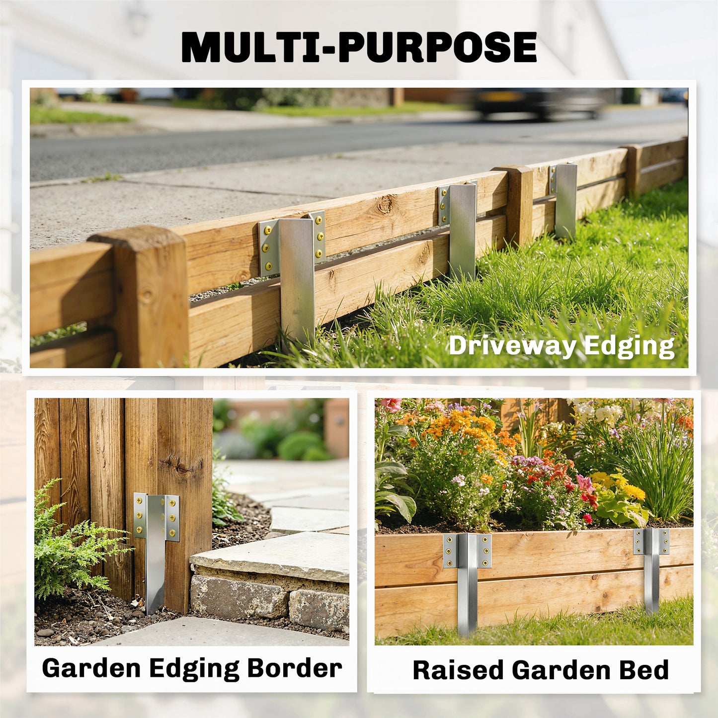 Outsunny 20 Pack Railway Sleeper Brackets 41 Cm Heavy Duty Galvanised Steel Sleeper Stakes With Screws And Gloves