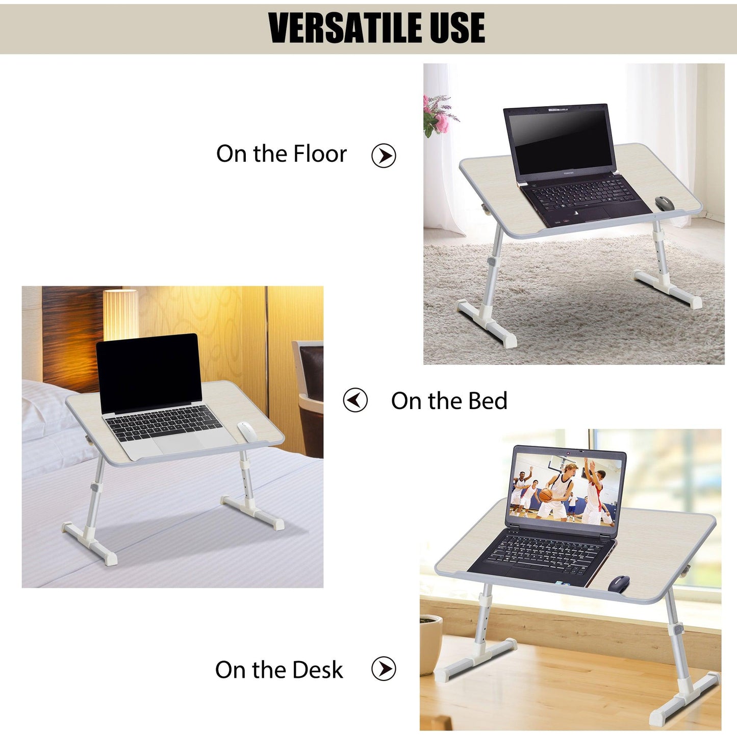 HOMCOM Foldable Laptop Stand - Portable, Adjustable Desk - ALL4U RETAILER LTD