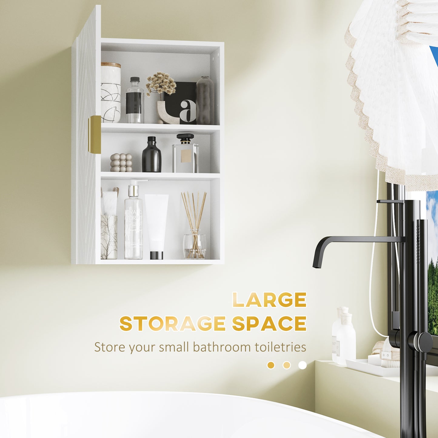 Kleankin 4 Piece Bathroom Furniture Set Freestanding Tall Cabinet Under Sink Storage Two Wall Mounted Cabinets White