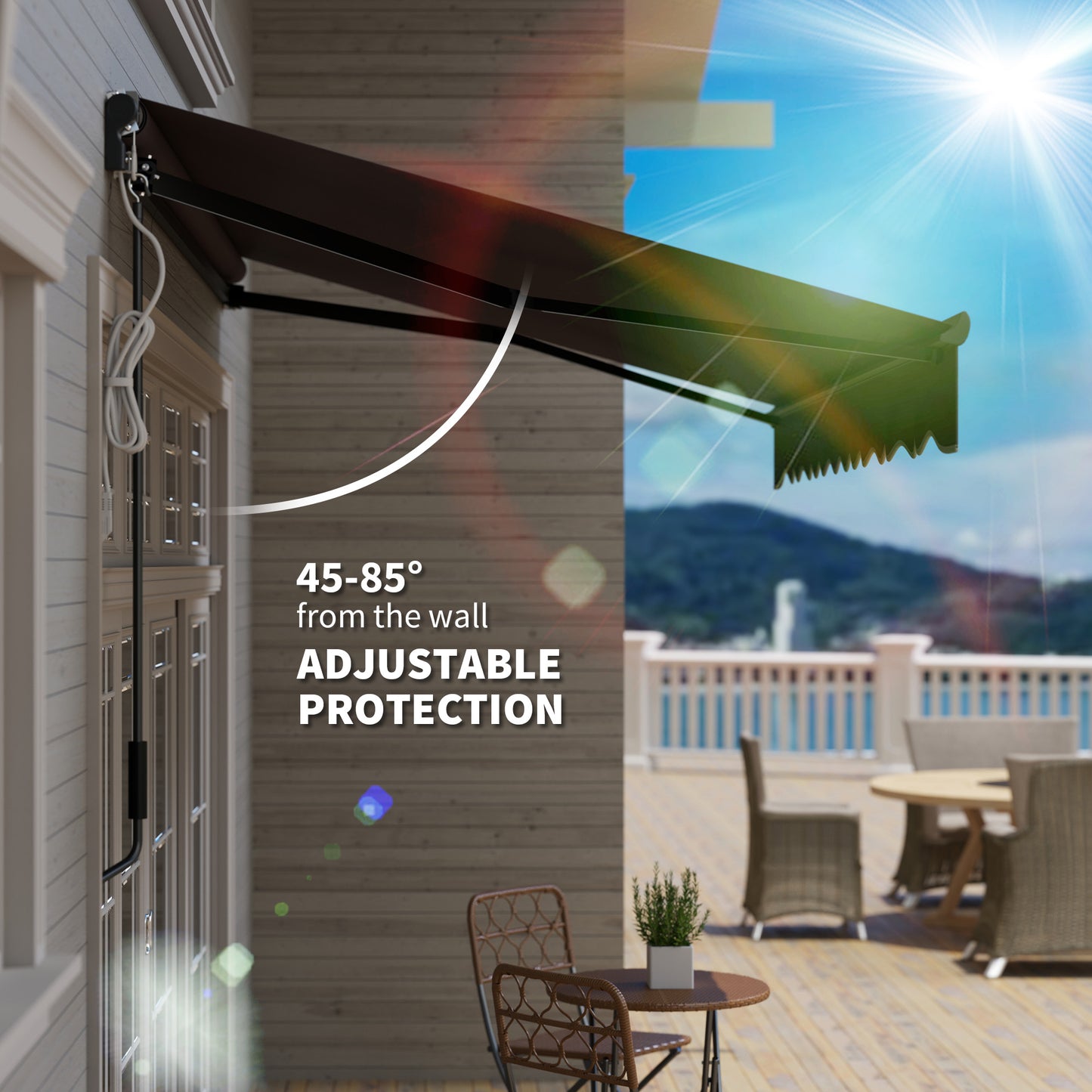 Outsunny 2.5x2m Retractable Awning With LED Remote Aluminium Frame UV50 Sunshade Canopy For Garden Patio Dark Grey