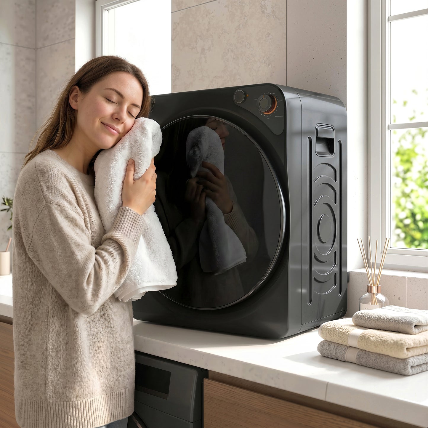 HOMCOM 5 Kg Vented Tumble Dryer 1000W Compact Stackable With 5 Drying Modes Stainless Steel Drum Black