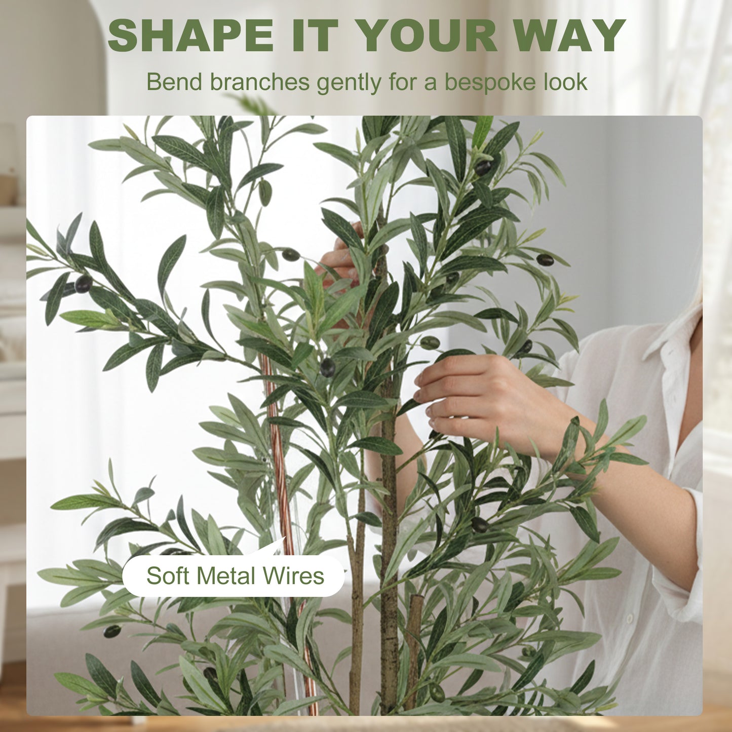 HOMCOM 175 Cm Decorative Artificial Olive Tree Cement Pot With 787 Leaves Realistic Fake Plant