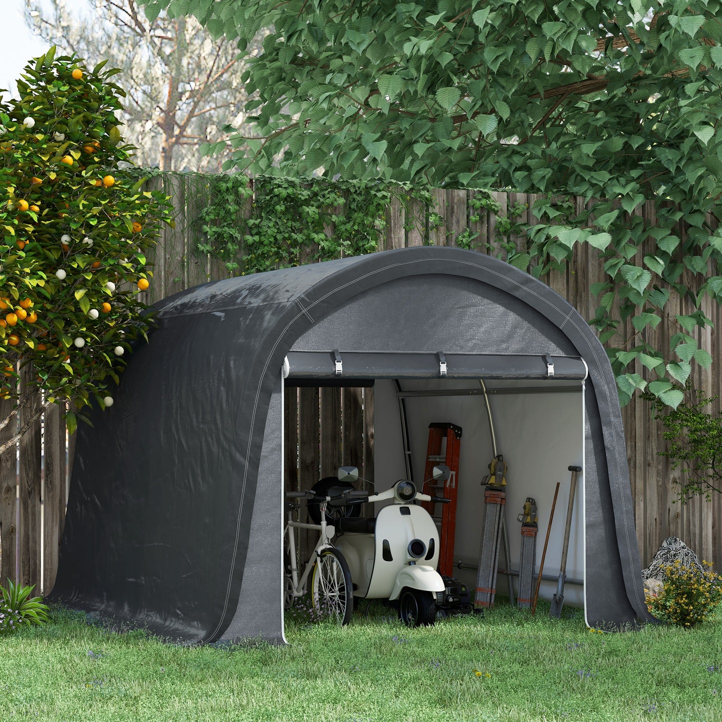 Outsunny 3x3m Garden Storage Tent Heavy Duty Shed Waterproof Portable Shelter With Galvanised Steel Frame For Bike