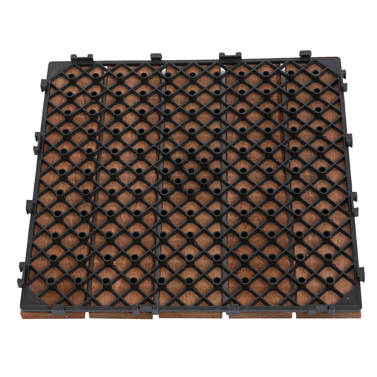 Outsunny 27-Piece Solid Wood Interlocking Deck Tiles for Indoor and Outdoor Use - ALL4U RETAILER LTD