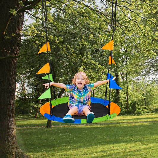 Outsunny Adjustable Kids' Tree Swing: Waterproof Oxford Fabric Seat & Sturdy Steel Frame for Outdoor Fun, Green - ALL4U RETAILER LTD